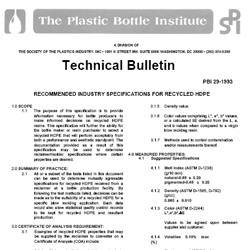 Recommended Industry Specifications for Recycled HDPE
